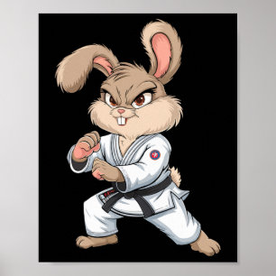 Karate Bunny Martial Arts Rabbit Funny For Kids Bo Poster