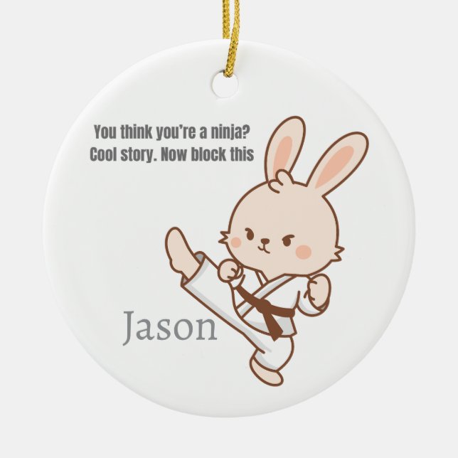 Karate Bunny Ornament (Front)