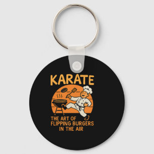 Karate Burgers Flip Cooking Martial Arts Humour De Keychain