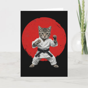 Karate Cat Black Belt Funny Martial Arts Judo Japa Card