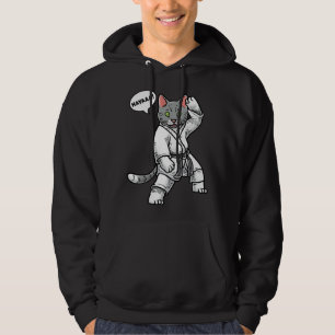 Karate Cat Black Belt Martial Training Taekwondo Hoodie