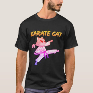 Karate Cat Cartoon T-shirt Design Moyenne dynami
