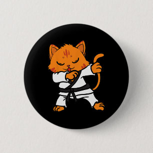 Karate Cat Dab Dance Martial Arts Dabbing Comt Spo 2 Inch Round Button