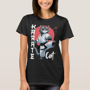 Karate Cat Gi Black Belt Martial Arts Kick Feline T-Shirt