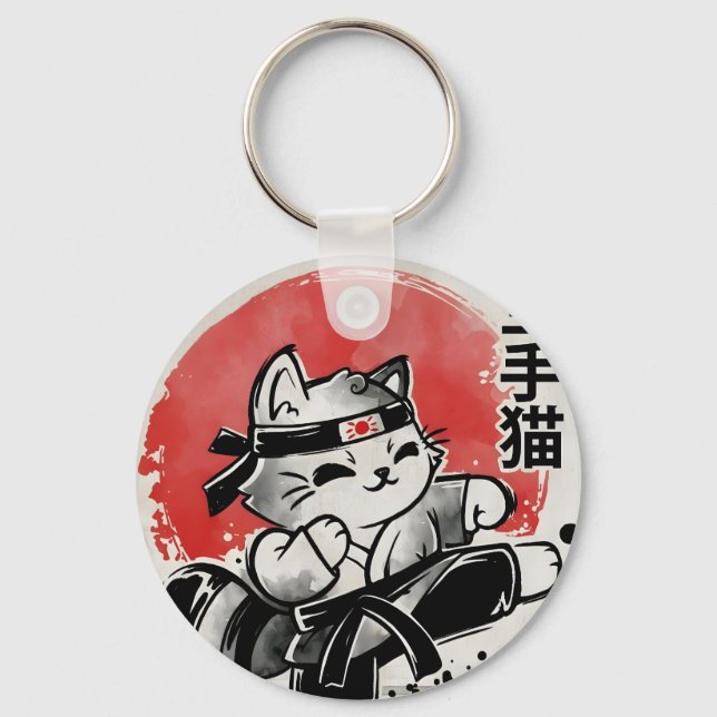 Karate Cat Keychain (Front)