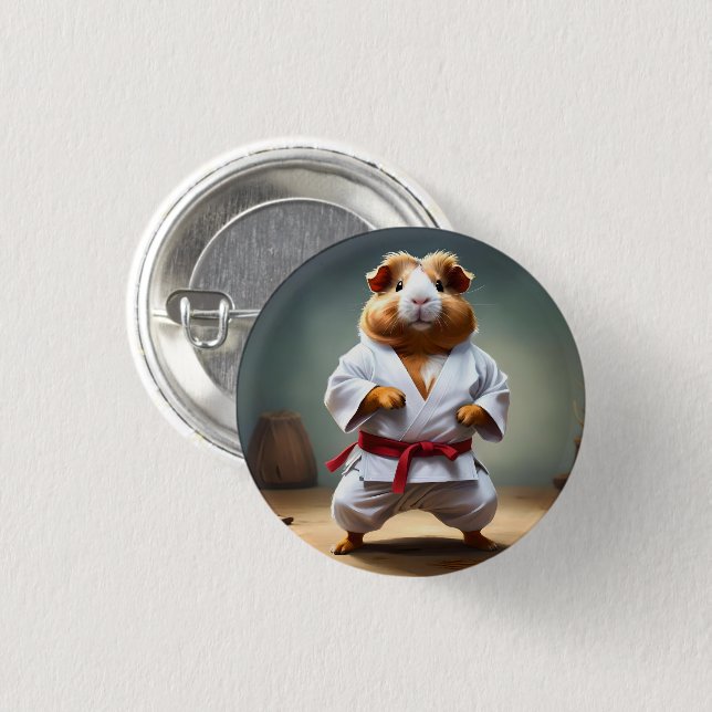 **"Karate Champion: The Fearless Guinea Pig"** 1 Inch Round Button (Front & Back)