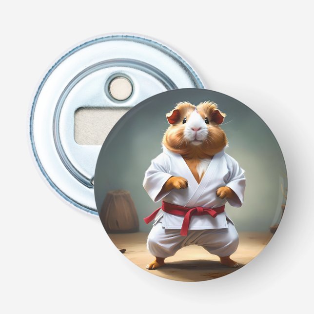 **"Karate Champion: The Fearless Guinea Pig"** Bottle Opener (Front)