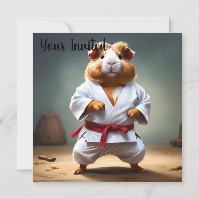 **"Karate Champion: The Fearless Guinea Pig"** Invitation (Front)