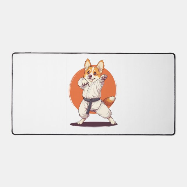 Karate Corgi � Martial Arts Dog Desk Mat (Front)