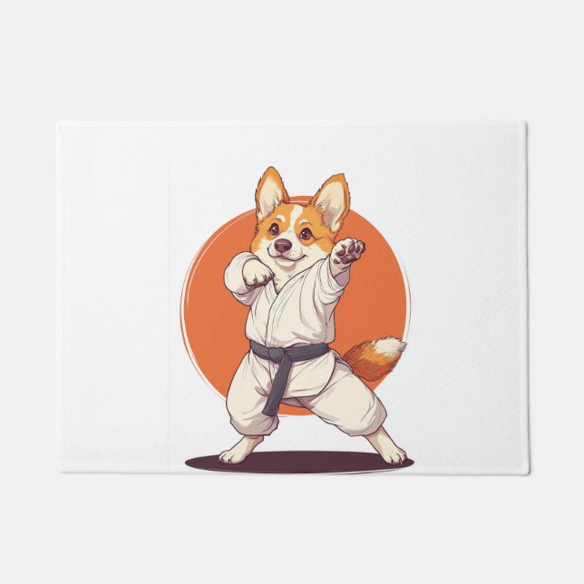 Karate Corgi � Martial Arts Dog Doormat (Front)