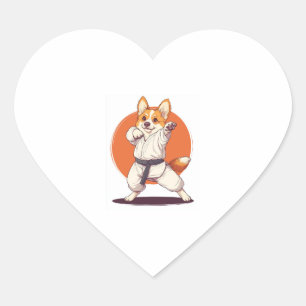 Karate Corgi � Martial Arts Dog Heart Sticker