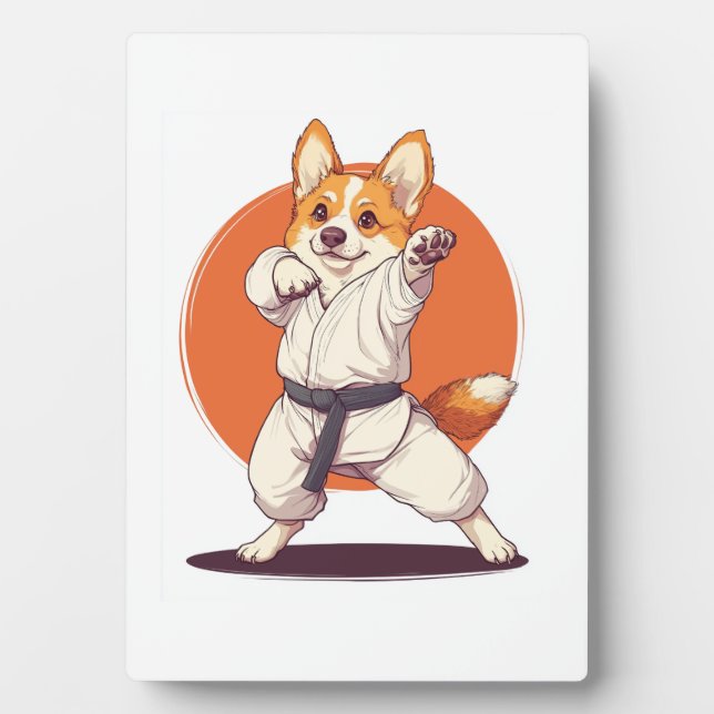Karate Corgi � Martial Arts Dog Plaque (Front)