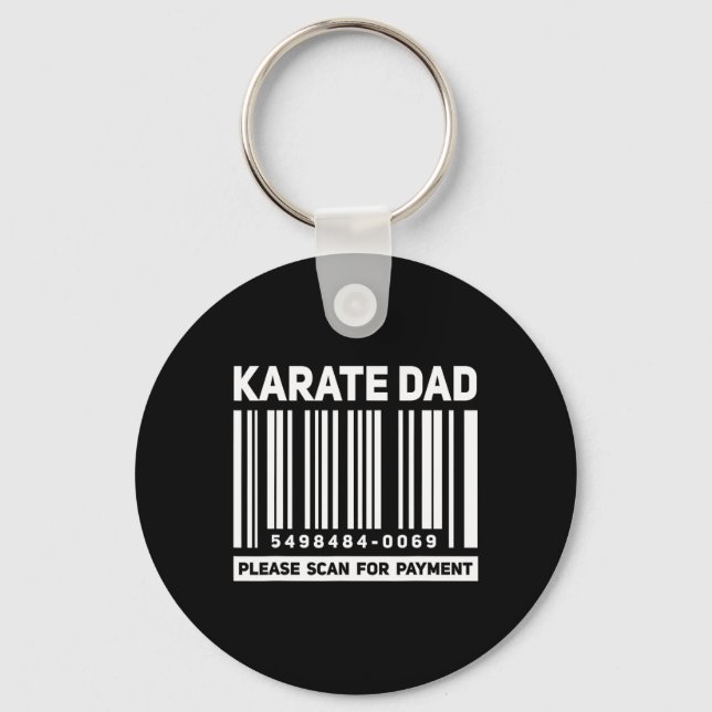 Karate Dad Scan For Payment Funny Rcode Father  Keychain (Front)