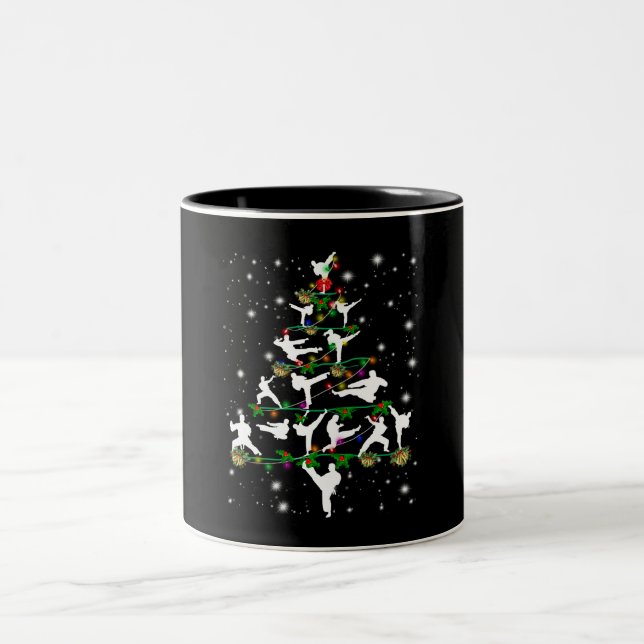 Karate Decor Christmas Tree Ornaments Custom Two-Tone Coffee Mug (Center)
