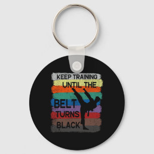 Karate Design Keep Training Until The Belt Turns B Keychain