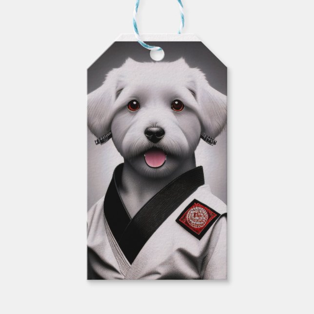 karate dog  gift tags (Front)