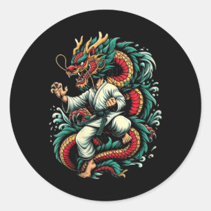 Karate Dragon Chinese Lunar New Year 2024 Year Of Classic Round Sticker