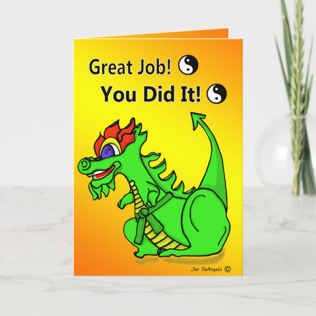 Karate Dragon Green Belt Promotion Greeting Card (Front)