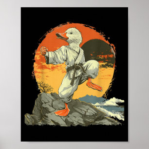 Karate Duck Kickboxing Jiu-Jitsu Sunset MMA Poster