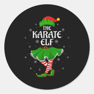 Karate Elf Christmas Family Girls Women Elf Squad  Classic Round Sticker