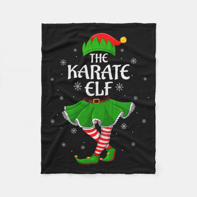 Karate Elf Christmas Family Girls Women Elf Squad  Fleece Blanket (Front)