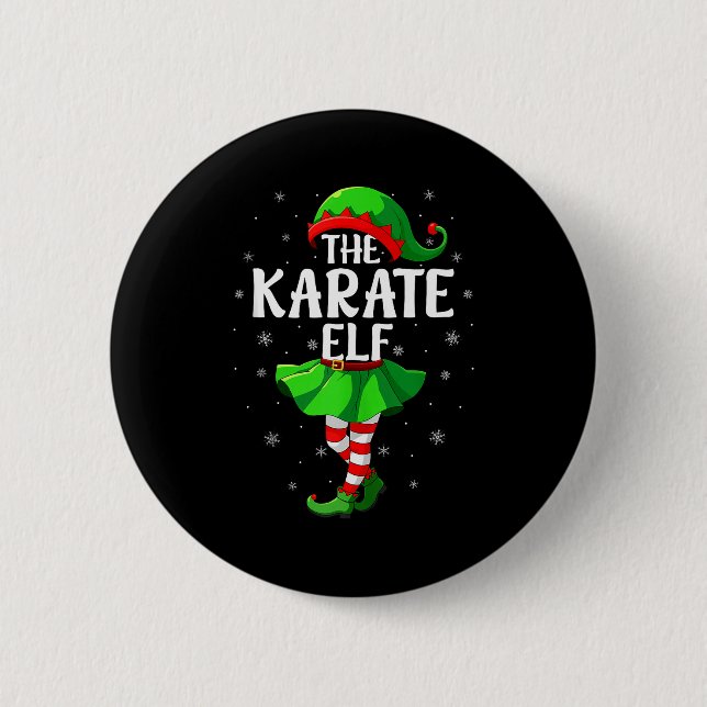Karate Elf Christmas Girls Women Elf Squad Xmas Fa 2 Inch Round Button (Front)