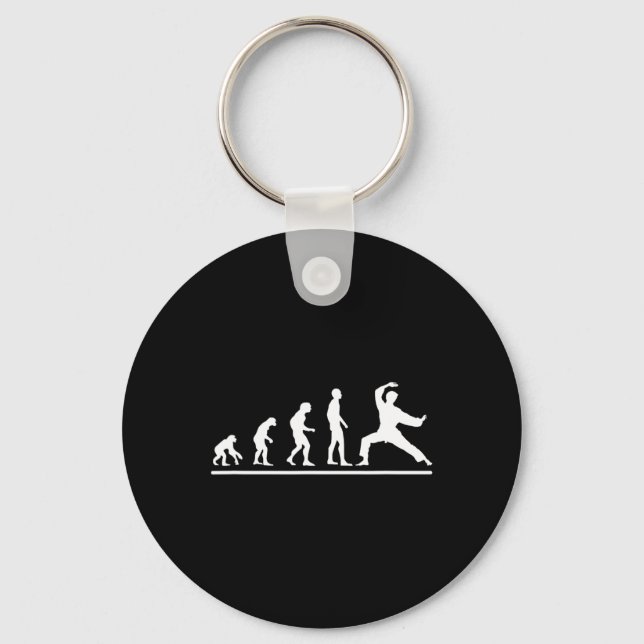 Karate Evolution Karate Chop Men Funny Karateka  Keychain (Front)