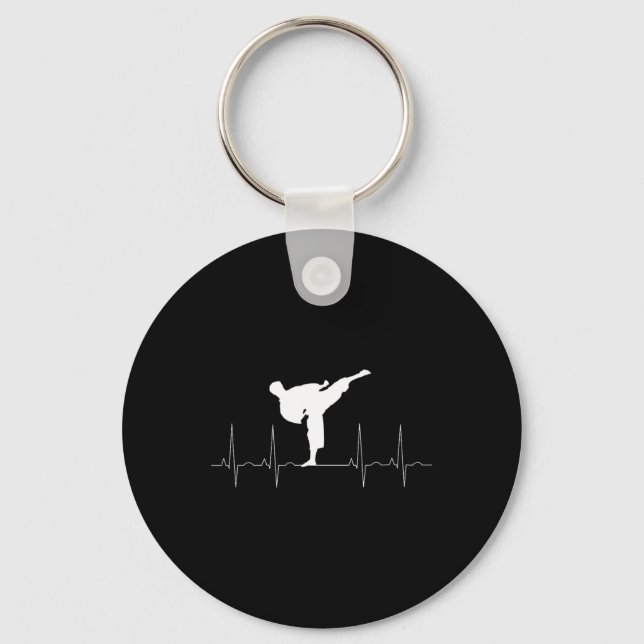 Karate Fighter Heart Rate Trace Hob  Keychain (Front)