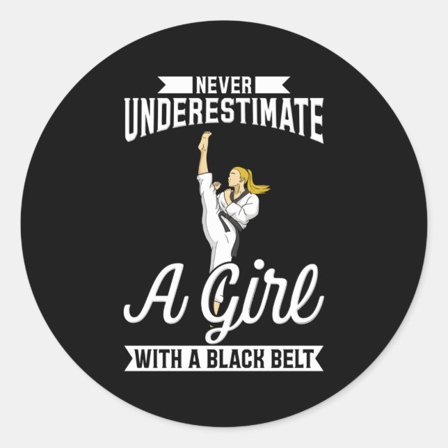 Karate For Mial Fighter With A Black Belt Classic Round Sticker (Front)
