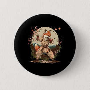 Karate Fox Motif Taekwondo Jiu-jitsu Mma Kickboxin 2 Inch Round Button