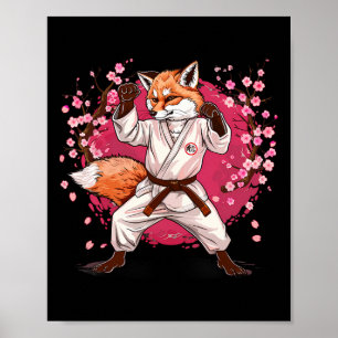 Karate Fox Motif Taekwondo Jiu-jitsu Mma Kickboxin Poster