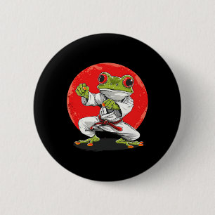 Karate Frog Martial Arts Judo Toad Kung Fu Frog Ki 2 Inch Round Button