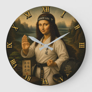 Karate Funny Mona Lisa Martial Arts Gift Large Clock
