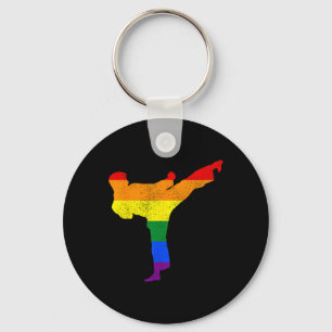 Karate Gay Pride Lgbtq Martial Arts Artist Support Keychain
