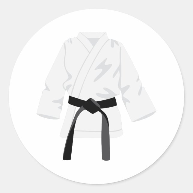Karate Gi Black Belt Classic Round Sticker (Front)