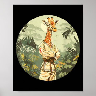 Karate Giraffe Animal Mma Taekwondo Martial Arts Poster
