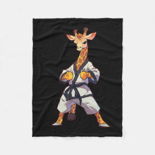 Karate Giraffe Taekwondo Martial Arts Fighter Fleece Blanket