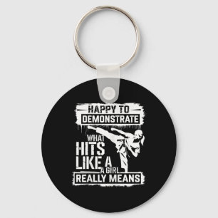 Karate Girl Attitude Empowerment Quote Keychain