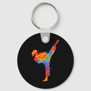 Karate Girl Colorful Martial Arts Kids Women Girls Keychain