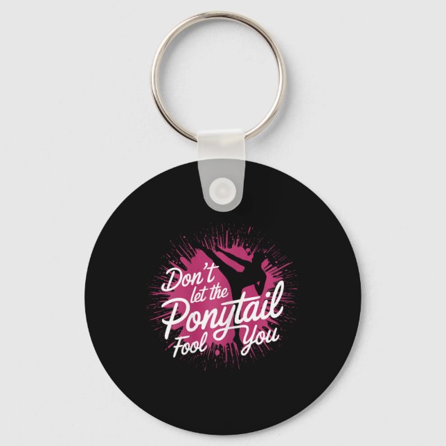 Karate Girl Confidence With Kick  Keychain (Front)
