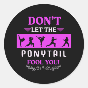 Karate Girl Funny Black Belt Taekwondo Fighting Classic Round Sticker