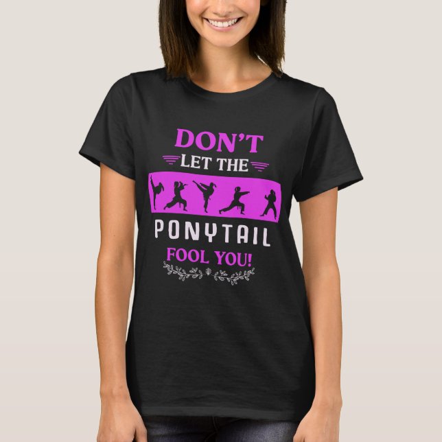 Karate Girl Funny Black Belt Taekwondo Fighting T-Shirt (Front)