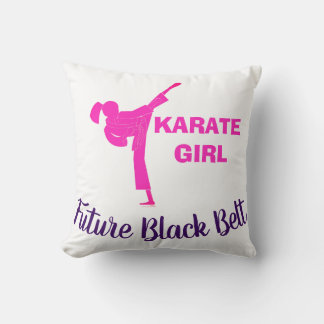 Karate Girl Future Black Belt Motivational Decor Throw Pillow
