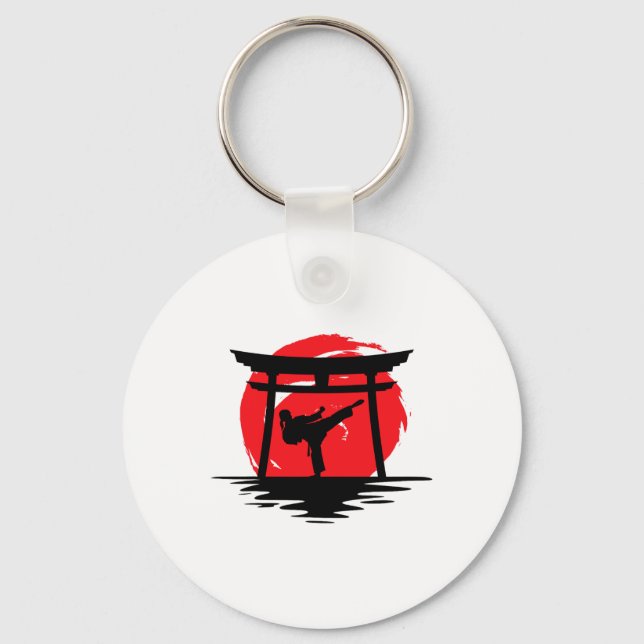 Karate Girl Japanese Gate  Keychain (Front)