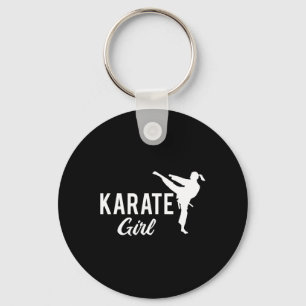 Karate Girl Ponytail Fighter White Martial Arts Ta Keychain