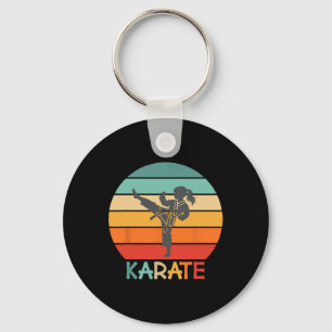 Karate Girl Retro Sunset Design With Kid - Girl Do Keychain