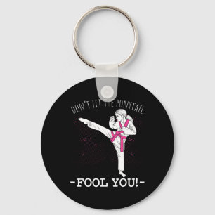 Karate Girl Thai Taekwondo Don't Let The Ponytail  Keychain