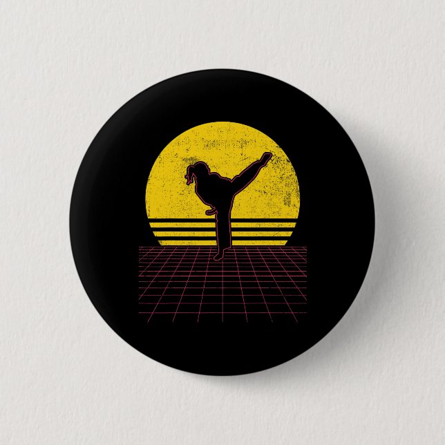 Karate Girl Vintage  2 Inch Round Button (Front)