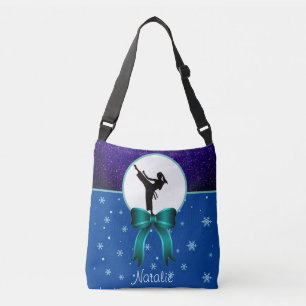 Karate Girls Glitter and Bow Snowflake Crossbody Bag