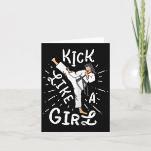 Karate Girls' Kick Like A Kickboxing Taekwondo Card